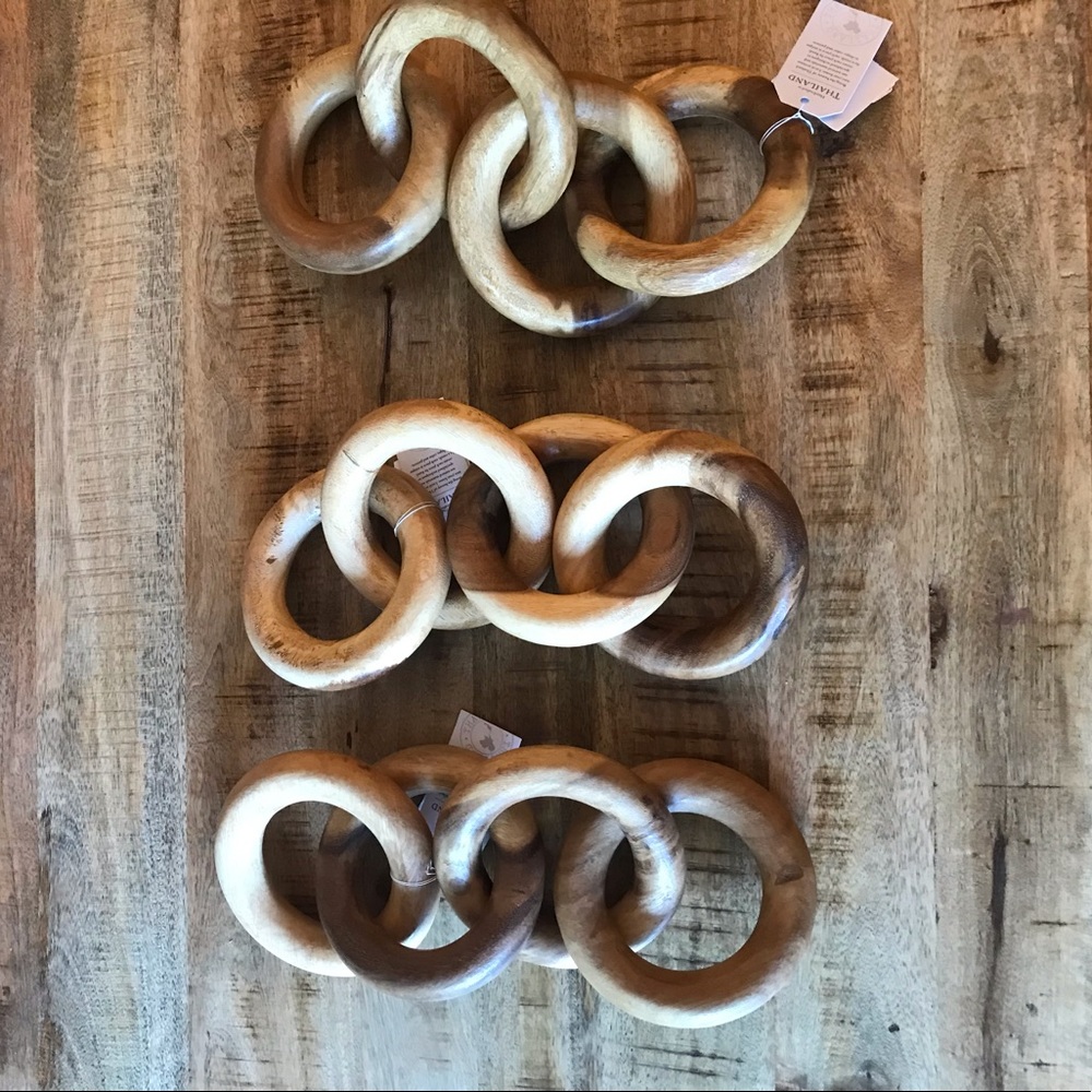 4 Link Wooden Chain Decor - Set of 3